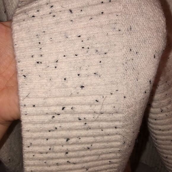 LOFT M Knit Poncho Turtleneck Sweater Ivory Black Specks - Picture 10 of 12